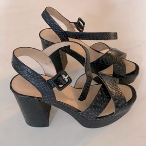 Black Snakeskin Platform Sandals